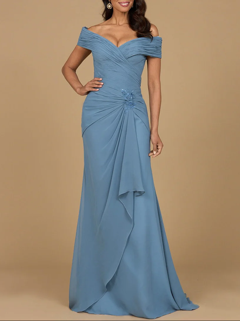 Off Shoulder Elegant Chiffon Gown - Image 3