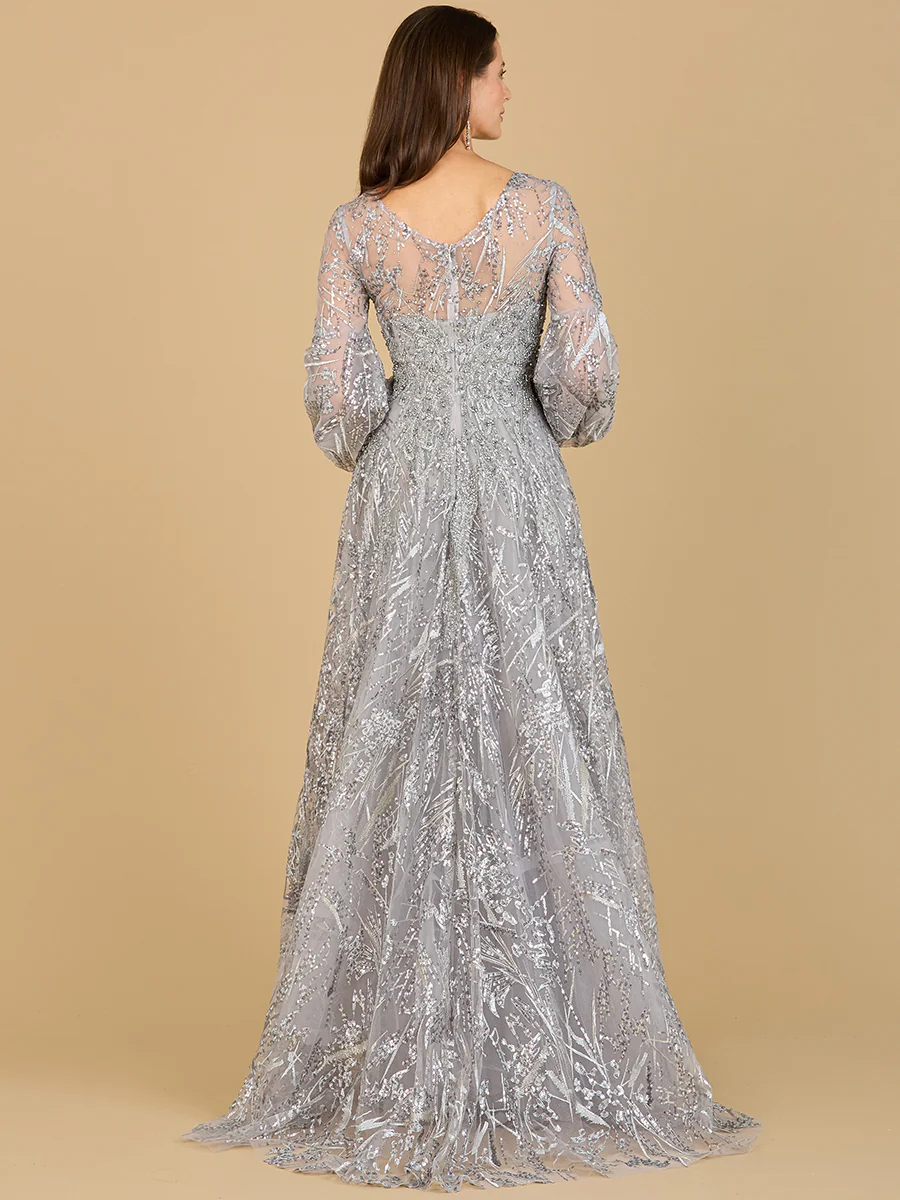 V Neckline Long Sleeve Gown - Image 5