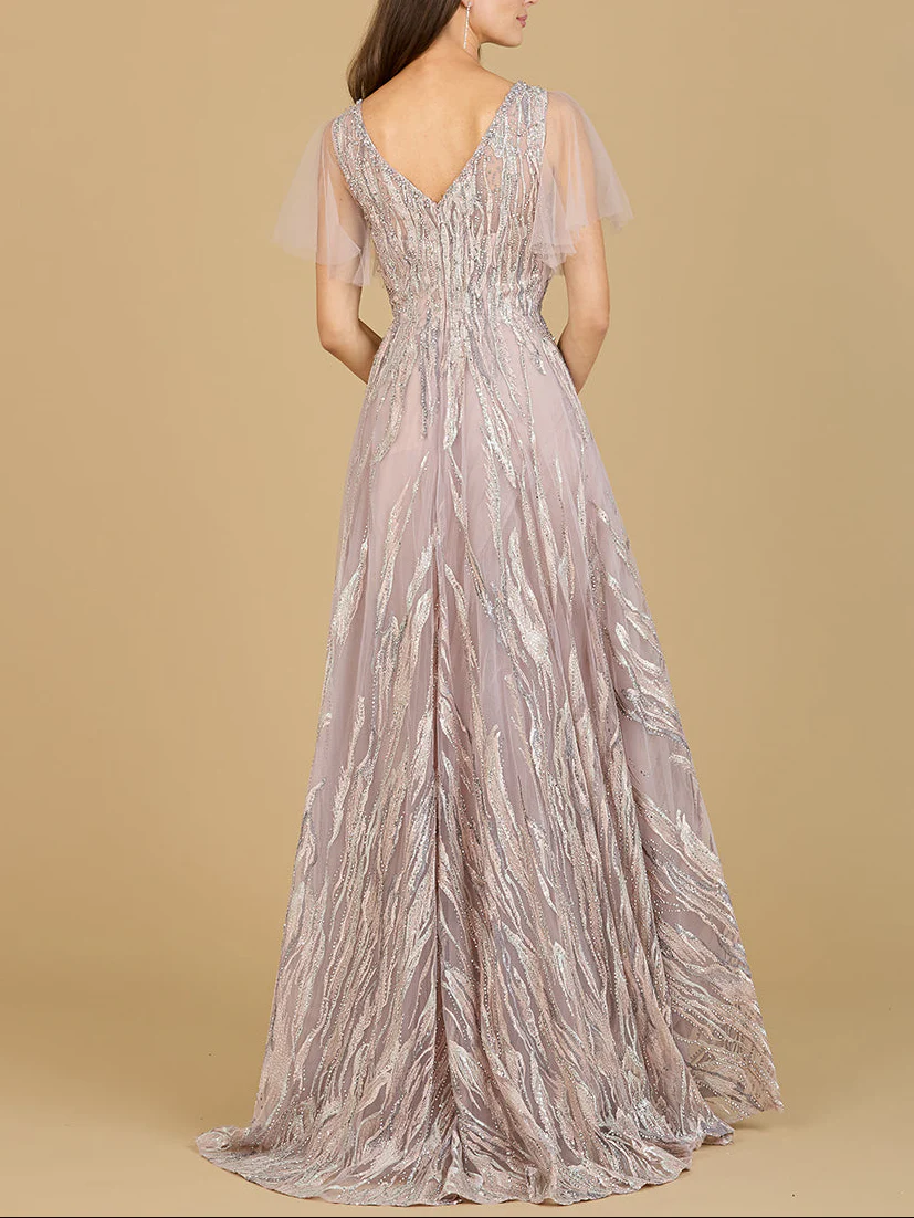 Cape Sleeve V-Neck Gown - OUTLET - Image 3