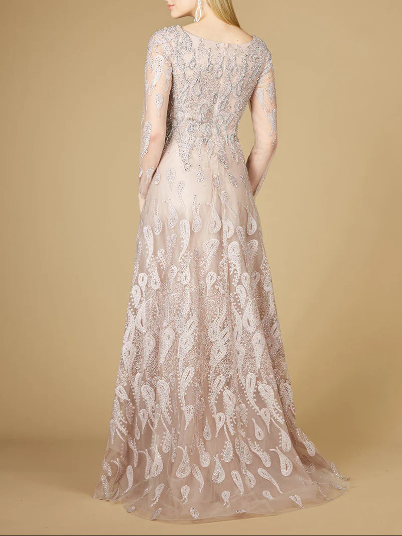 Long Sleeve V-Neck Ballgown  - OUTLET - Image 3