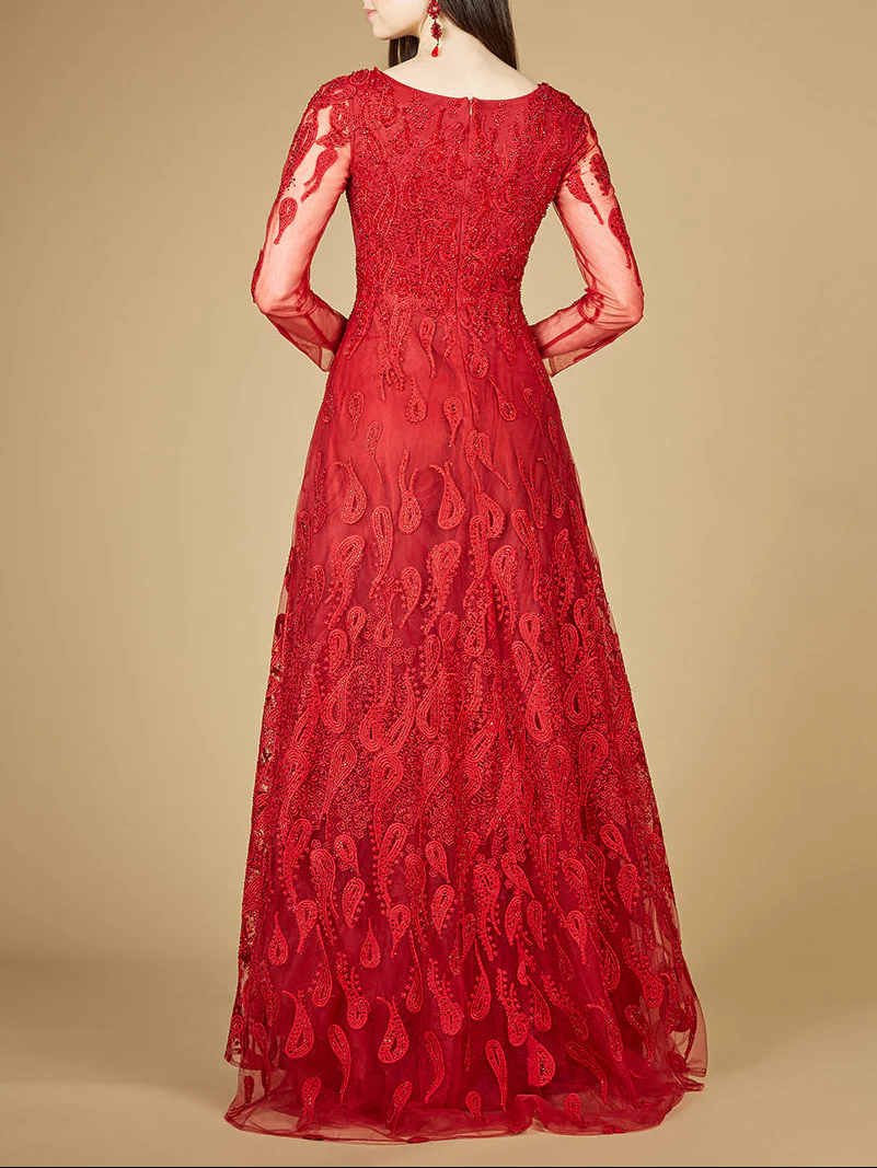 Long Sleeve V-Neck Ballgown  - OUTLET - Image 6