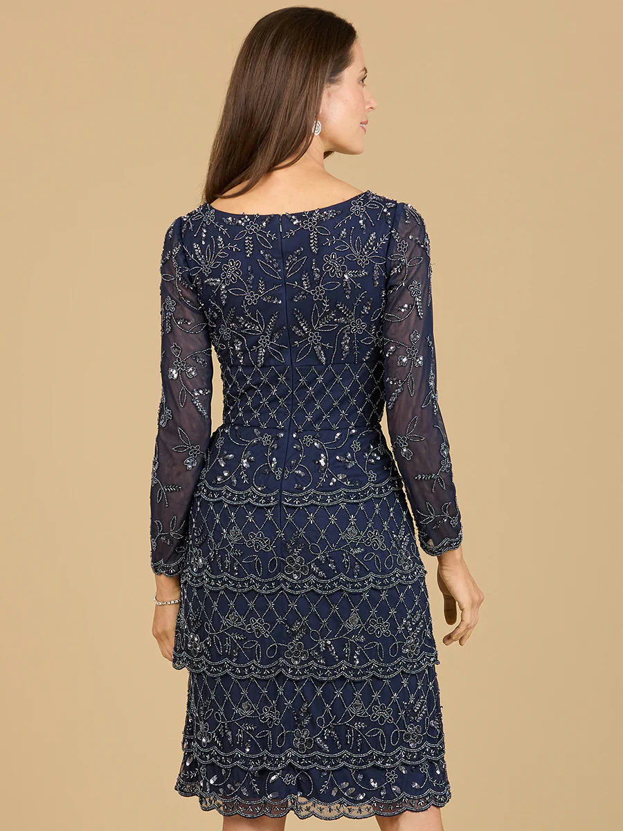 Knee Length, Long Sleeve Cocktail Dress - Image 3