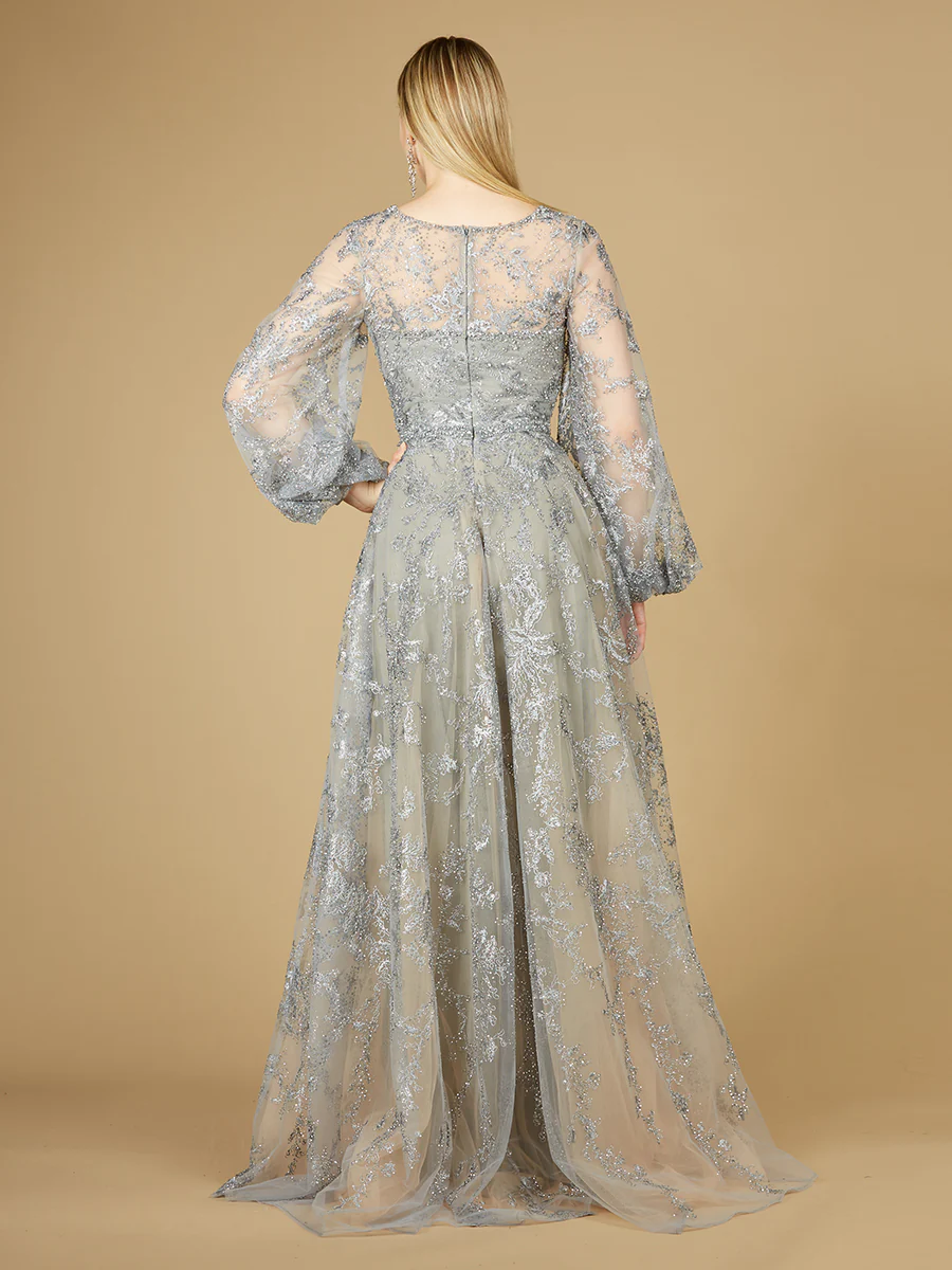 V Neckline Balloon Sleeve Gown - Image 3