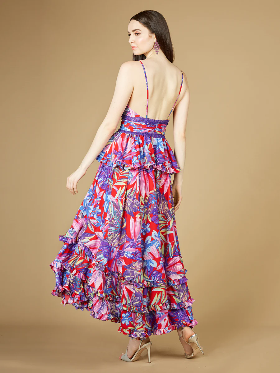 Ruffle Skirt Printed Gown - OUTLET - Image 3