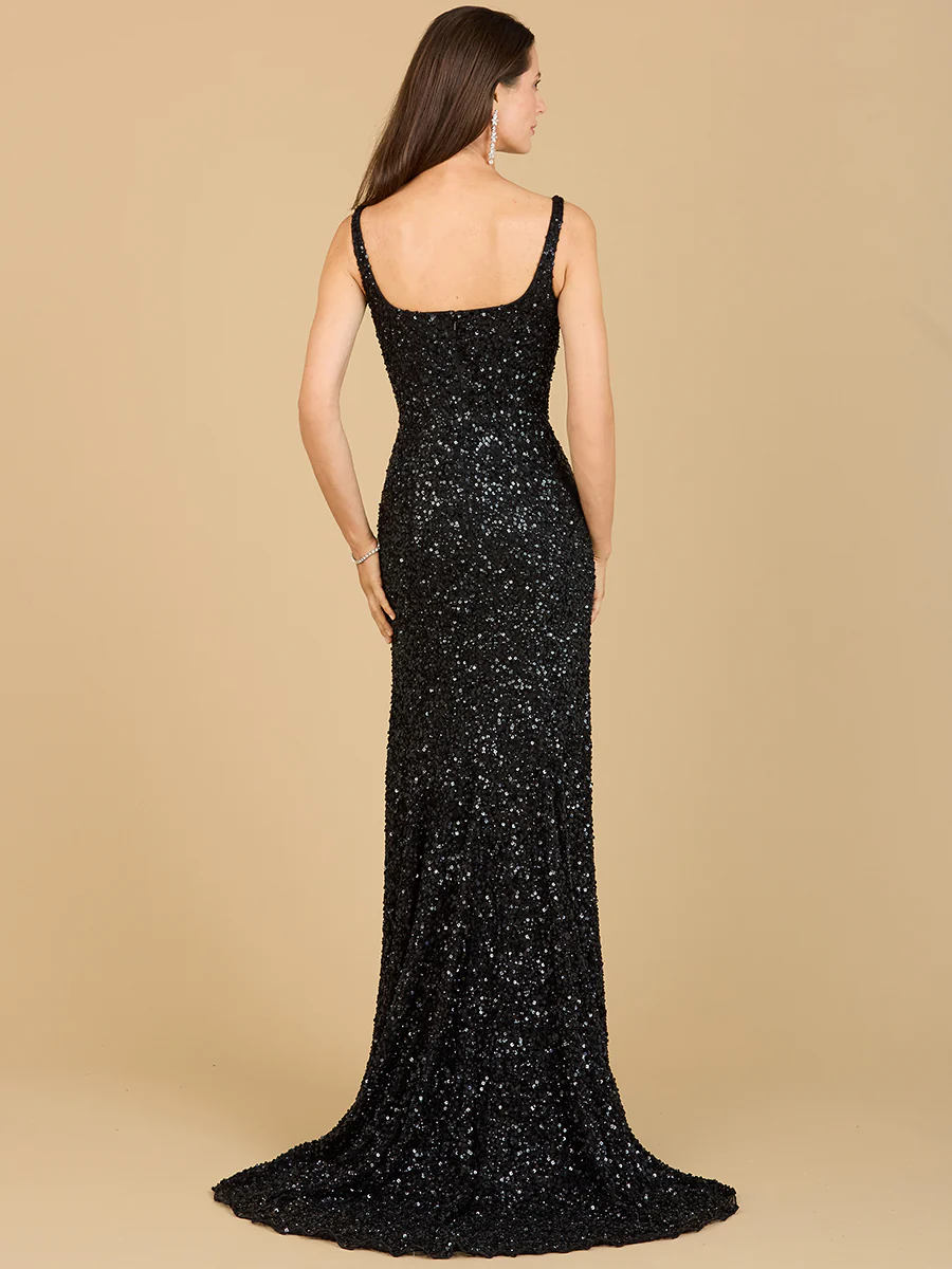 Sweetheart Neckline, Beaded Gown with Slit - Image 5