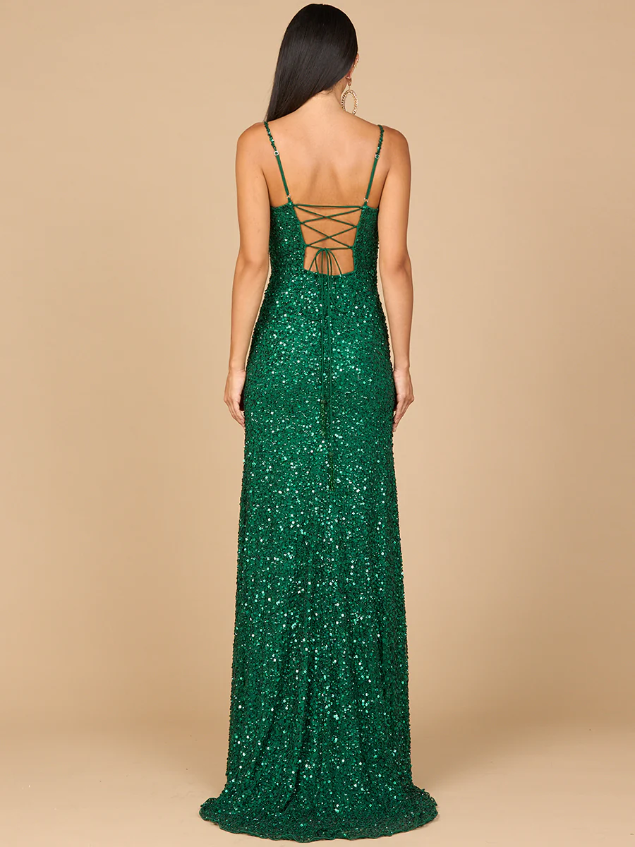 Beaded V Neck Dress with Slit - Image 10