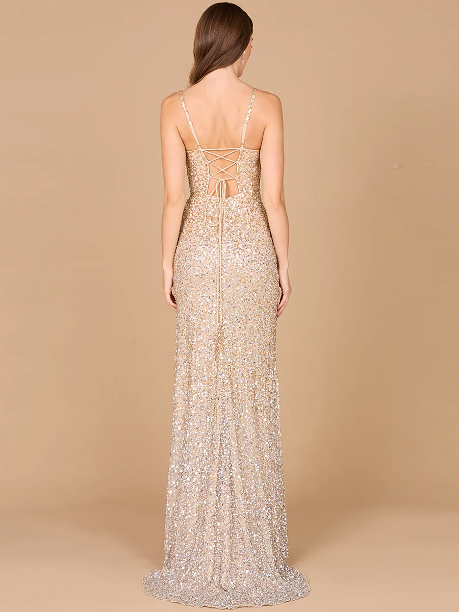 Beaded V Neck Dress with Slit - Image 7