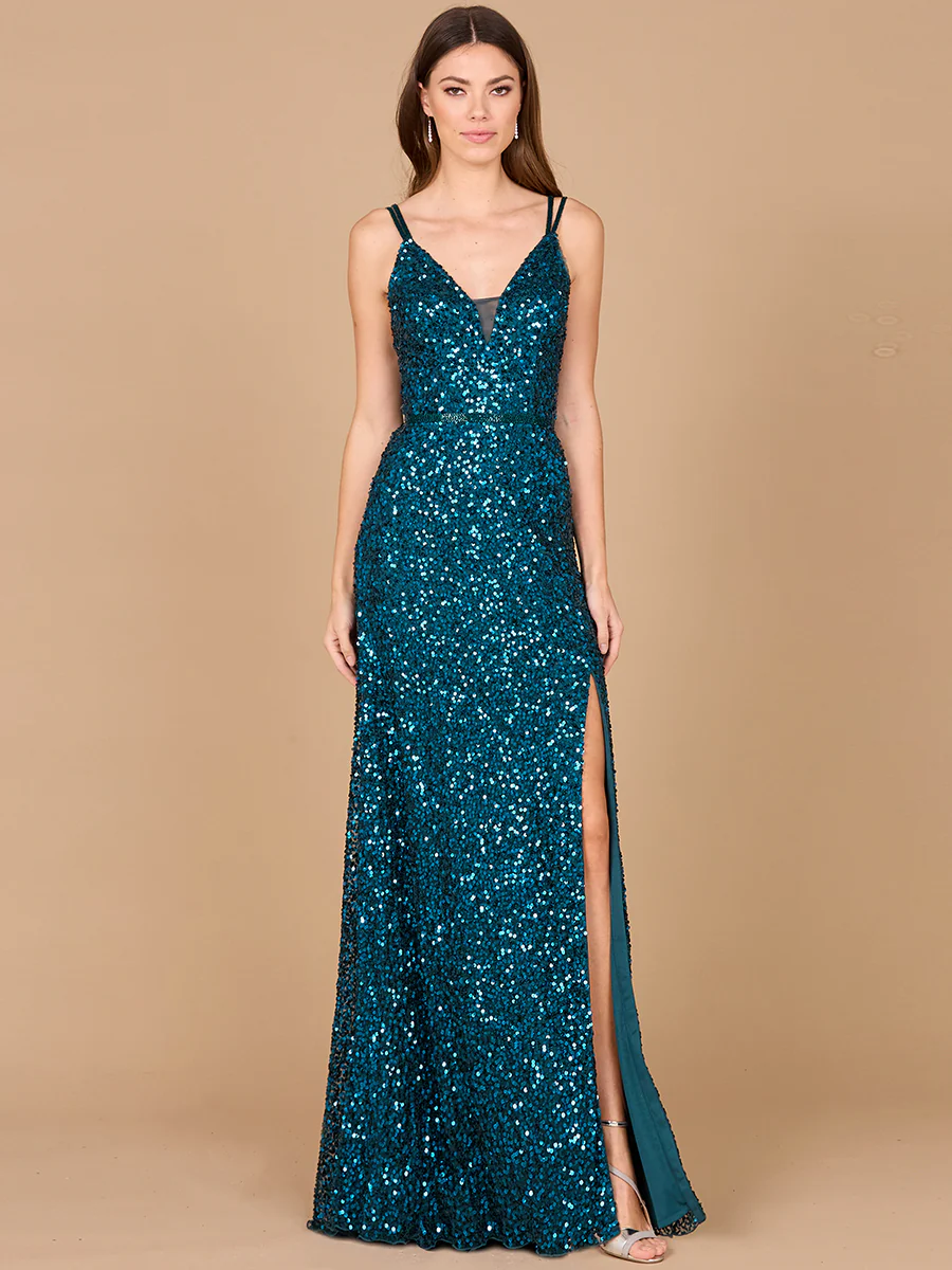 Beaded Prom Dress with High Slit - Image 3
