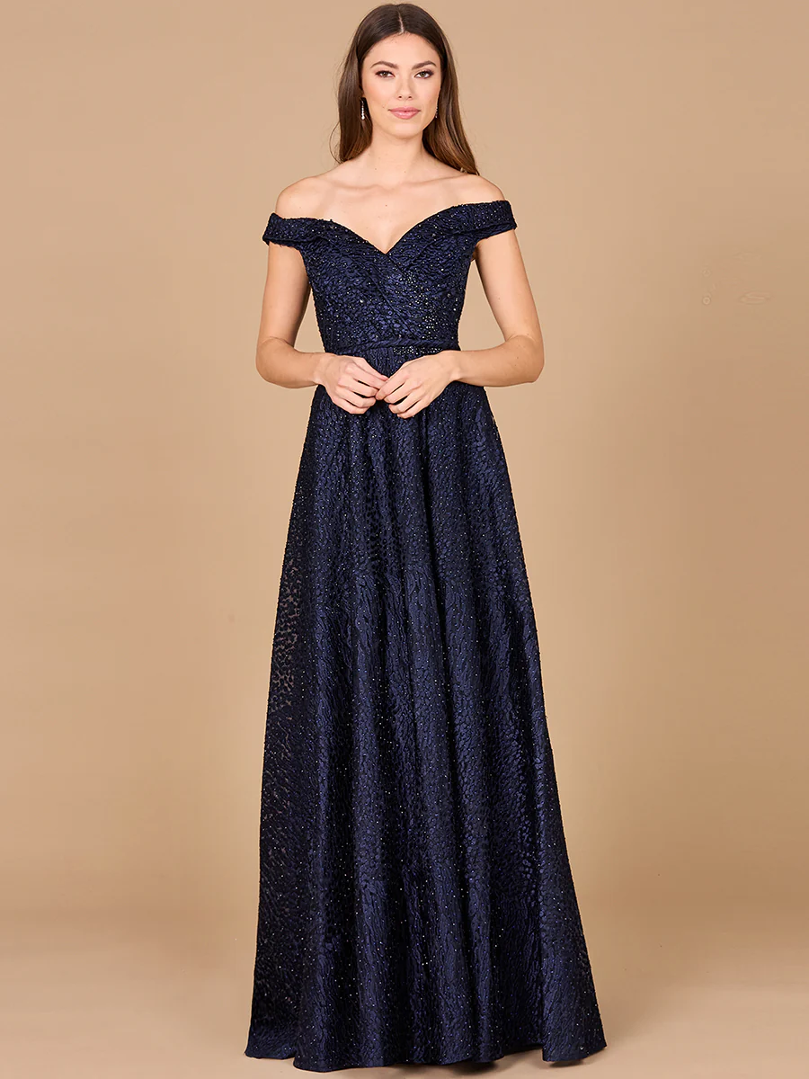 Tonal Beaded Off Shoulder Ballgown - Image 3