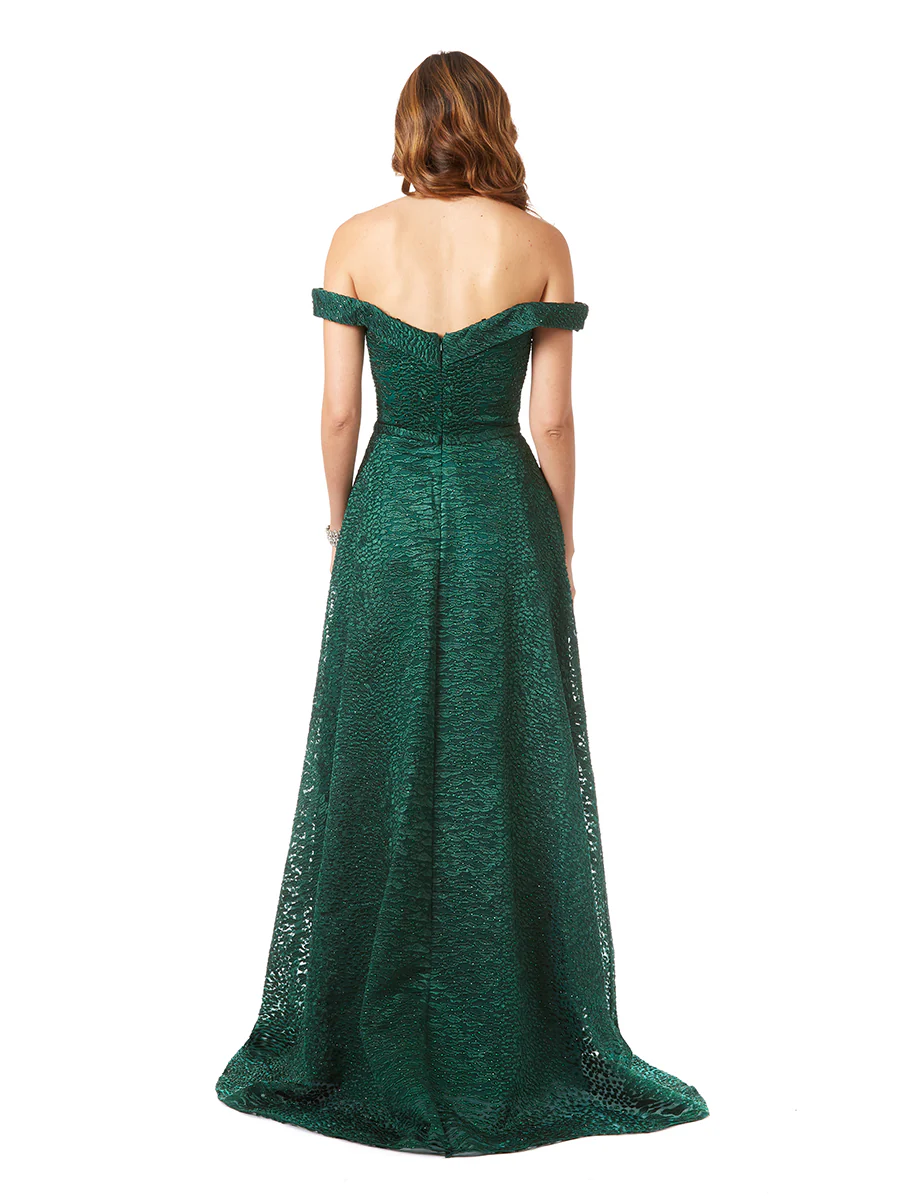 Tonal Beaded Off Shoulder Ballgown - Image 5