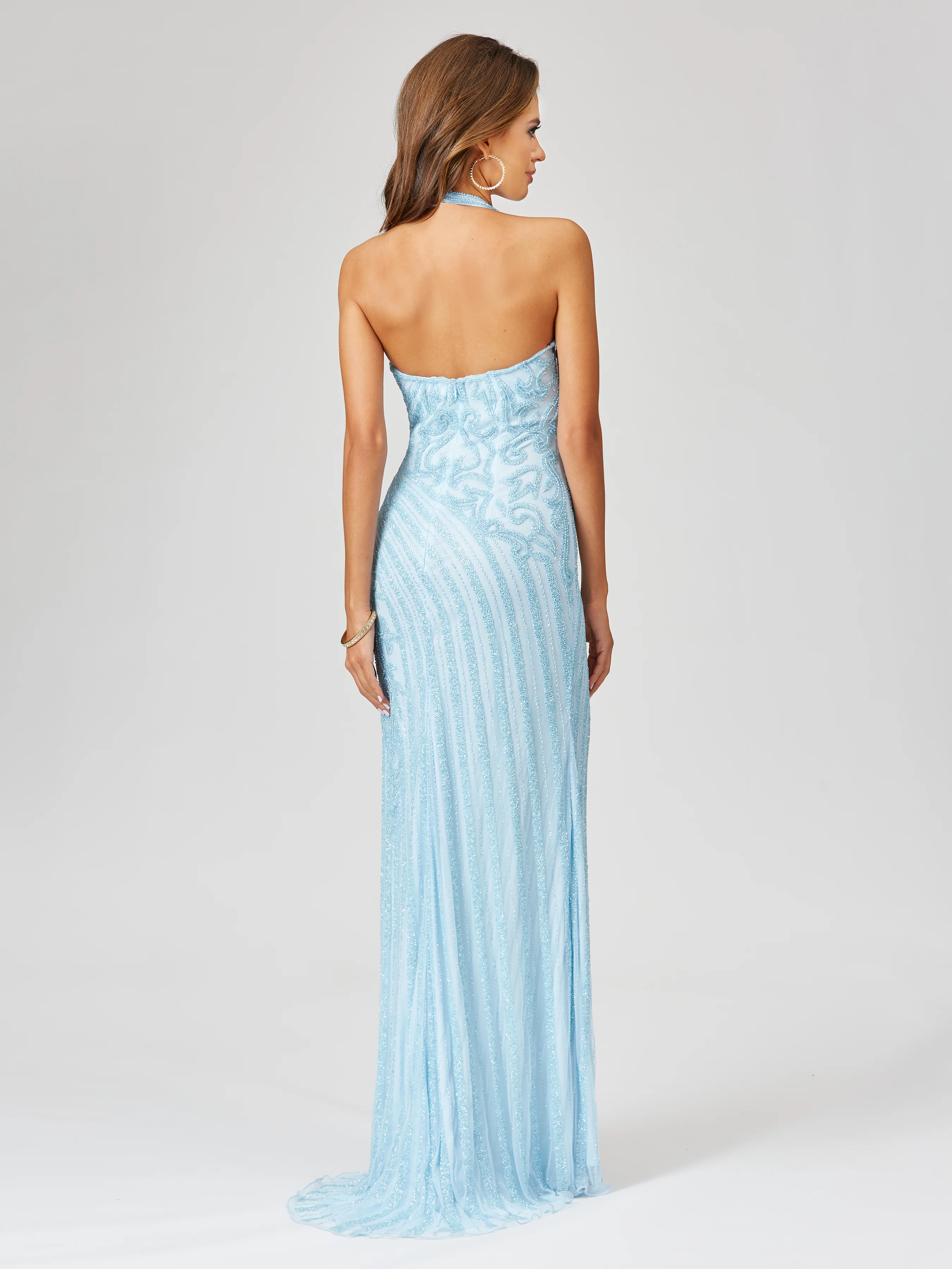 Giselle Beaded Halter Gown with Slit - Image 5