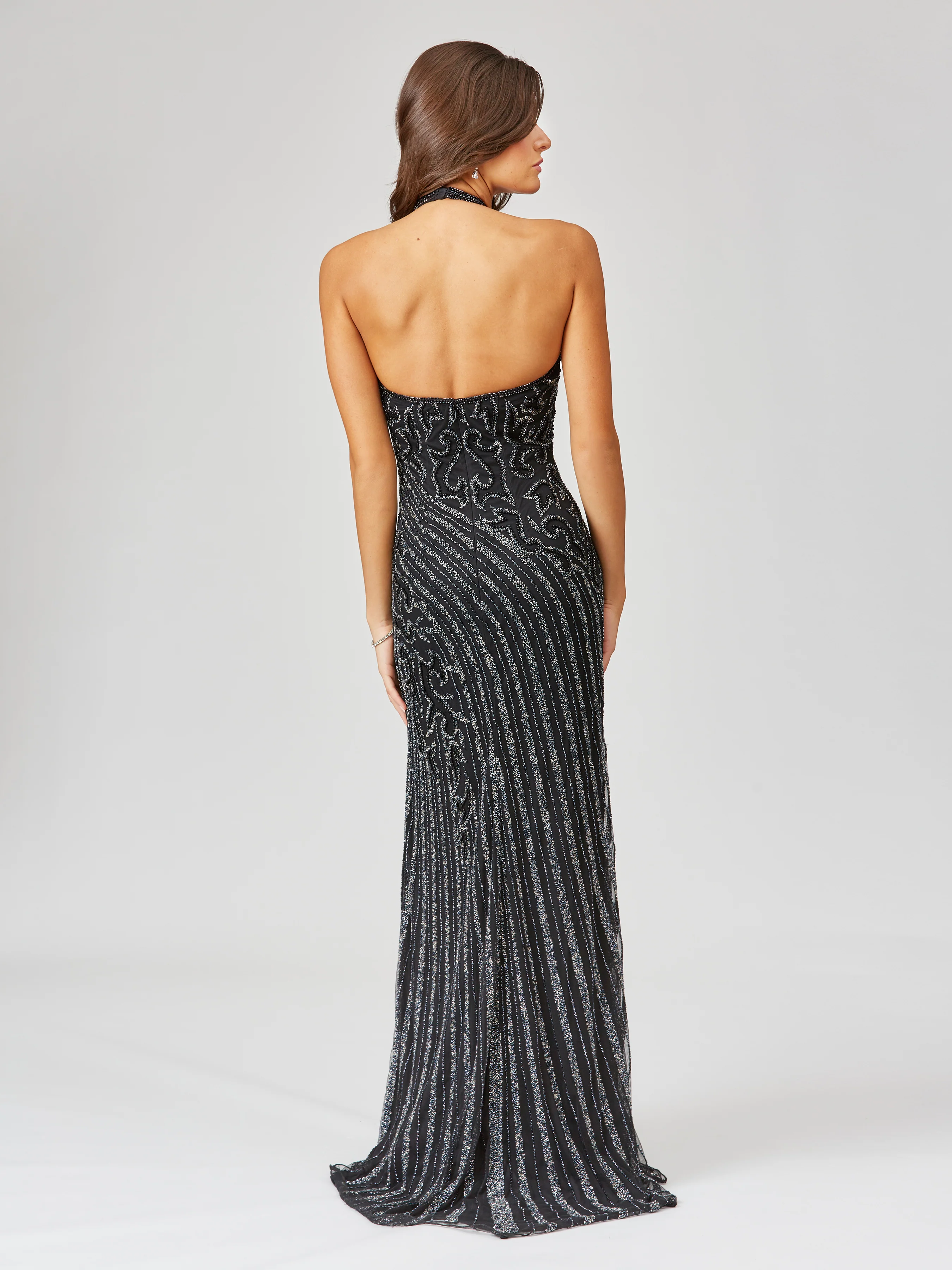 Giselle Beaded Halter Gown with Slit - Image 6