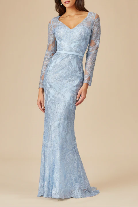 Long Sleeve Lace Mermaid Gown - Image 4