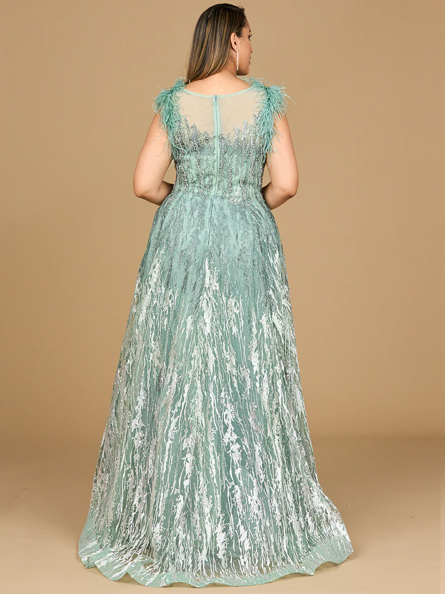 Lace ballgown with Feather Cap Sleeves - Image 6