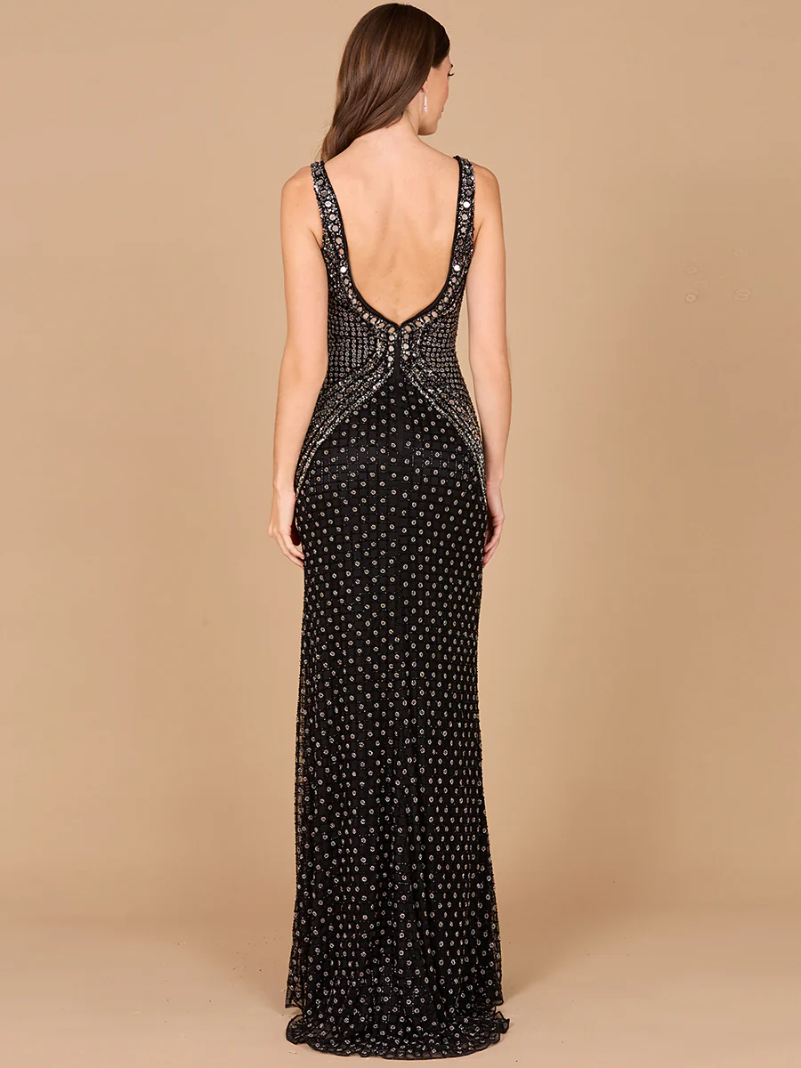 Lara 29499 - Embellished Long Dress with Thigh High Slit - Image 7