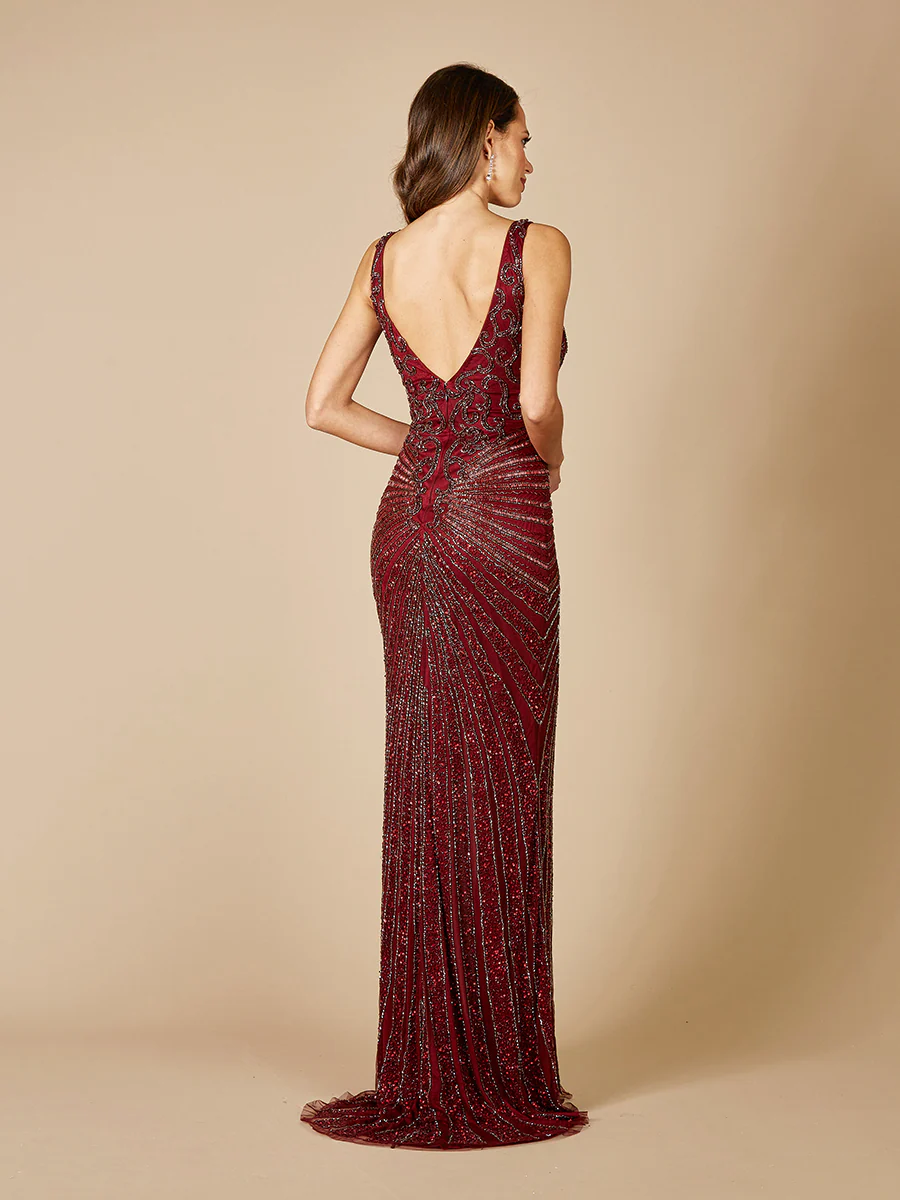 Lara 29528 - Thigh High Slit Beaded Gown - Image 3