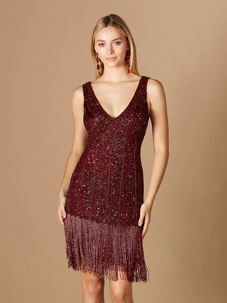Beaded Fringe Cocktail Dress - Image 3