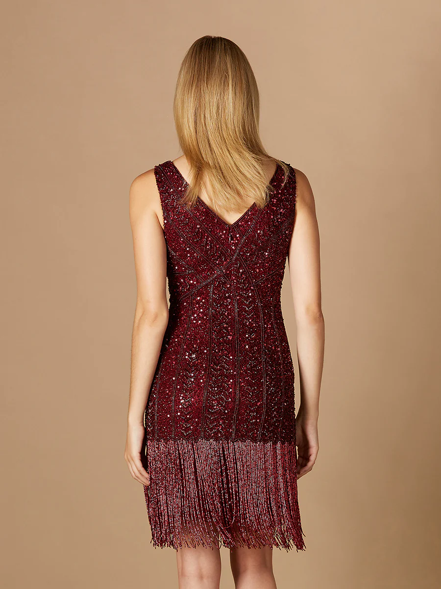 Beaded Fringe Cocktail Dress - Image 4
