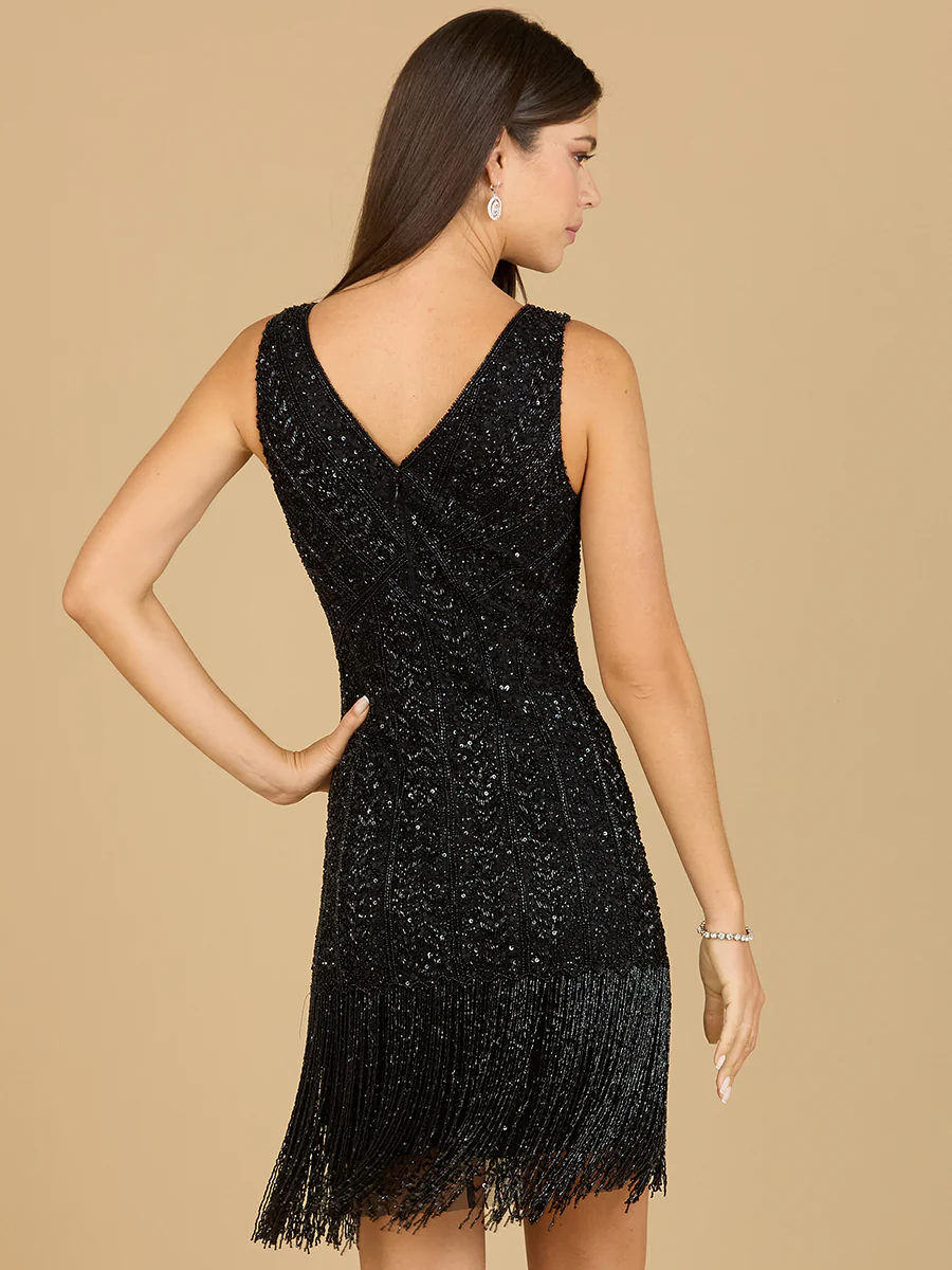 Beaded Fringe Cocktail Dress - Image 5