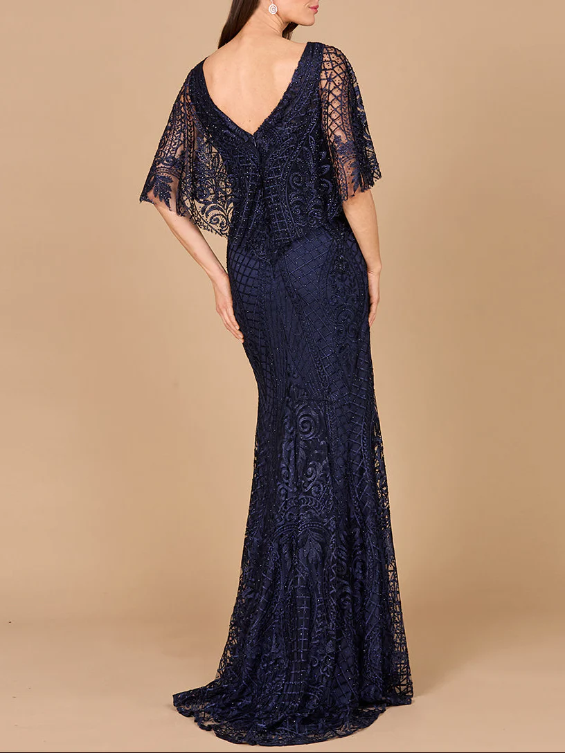 Lara 29673 - Cape Sleeve Mermaid Gown - Image 10