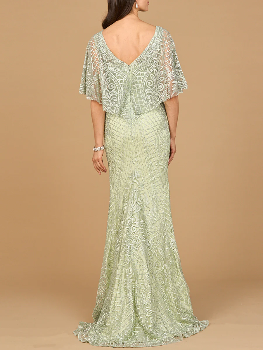 Lara 29673 - Cape Sleeve Mermaid Gown - Image 13