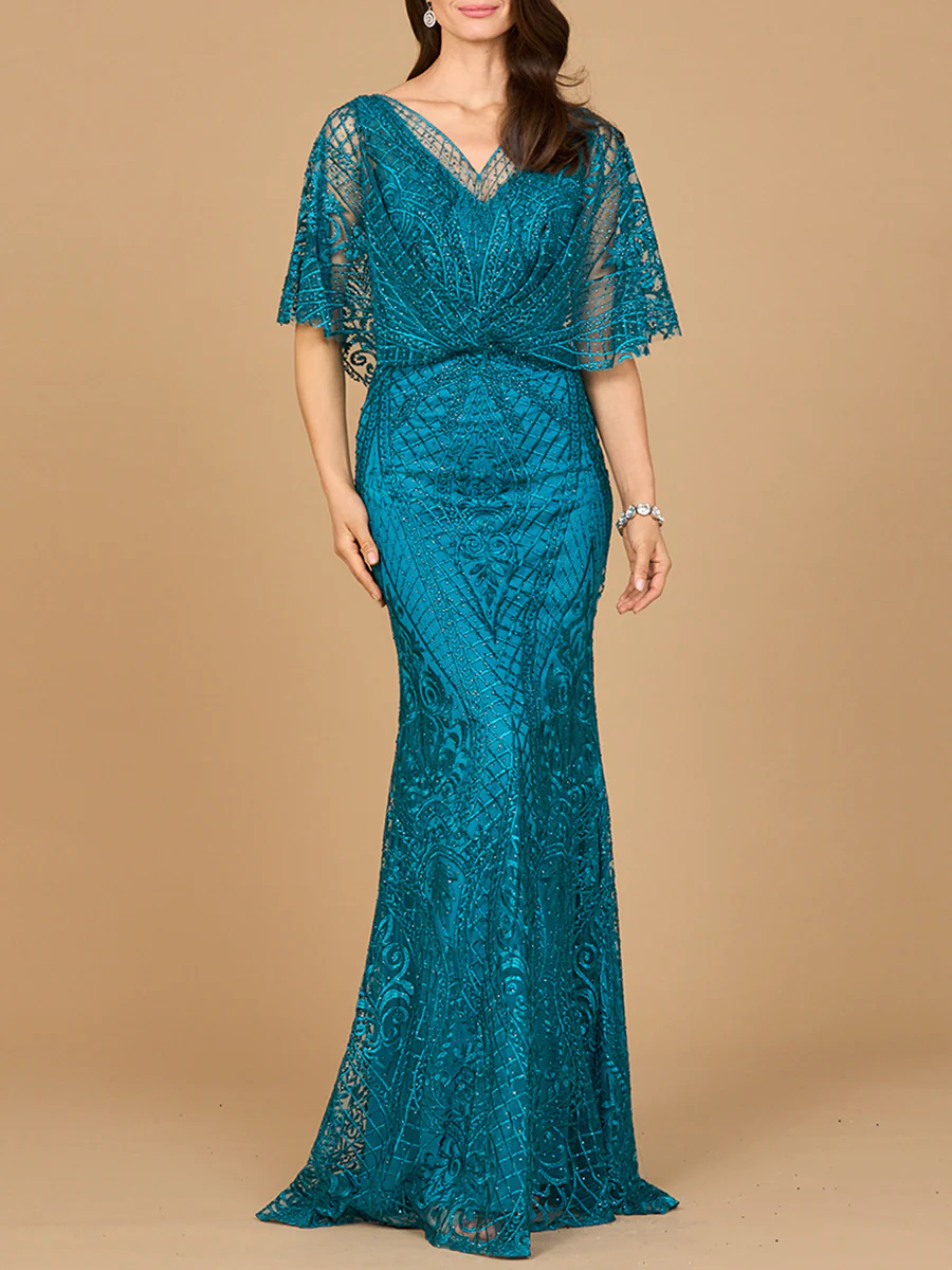 Lara 29673 - Cape Sleeve Mermaid Gown - Image 14