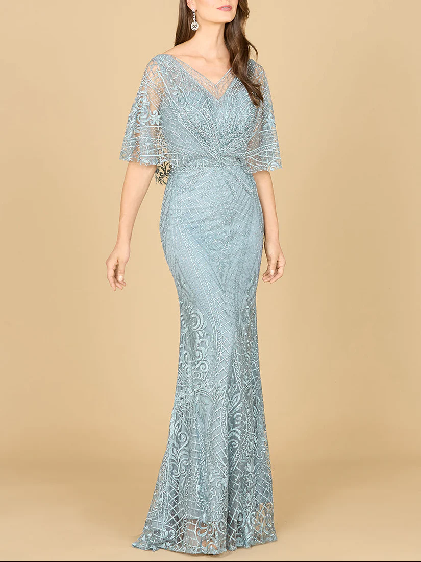 Lara 29673 - Cape Sleeve Mermaid Gown - Image 3