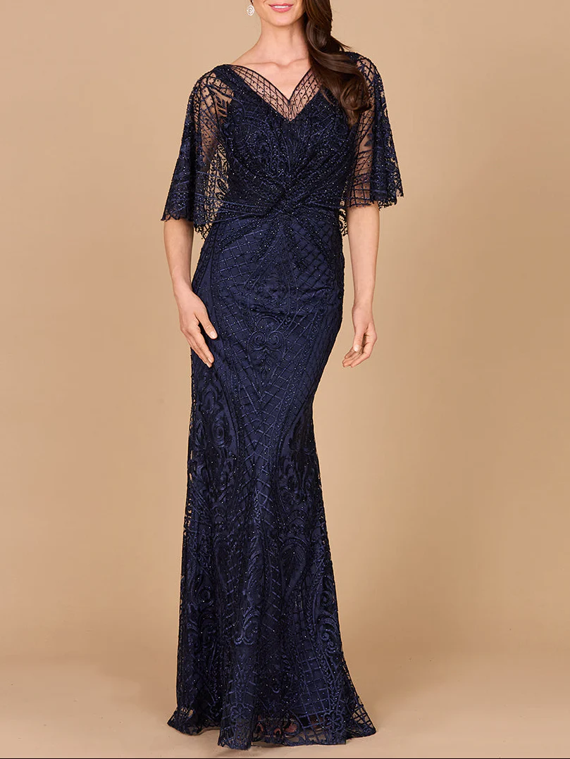 Lara 29673 - Cape Sleeve Mermaid Gown - Image 4