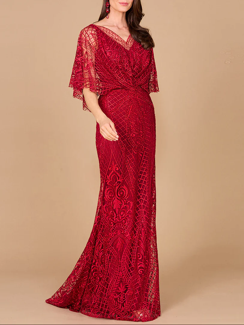 Lara 29673 - Cape Sleeve Mermaid Gown - Image 5