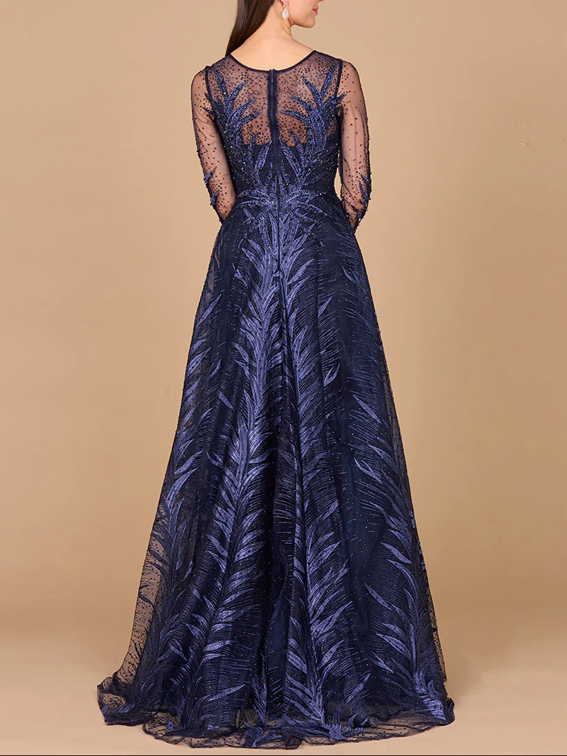 Lara 29761 - High Neck Sheer Long Sleeve Embellished Gown - Image 6