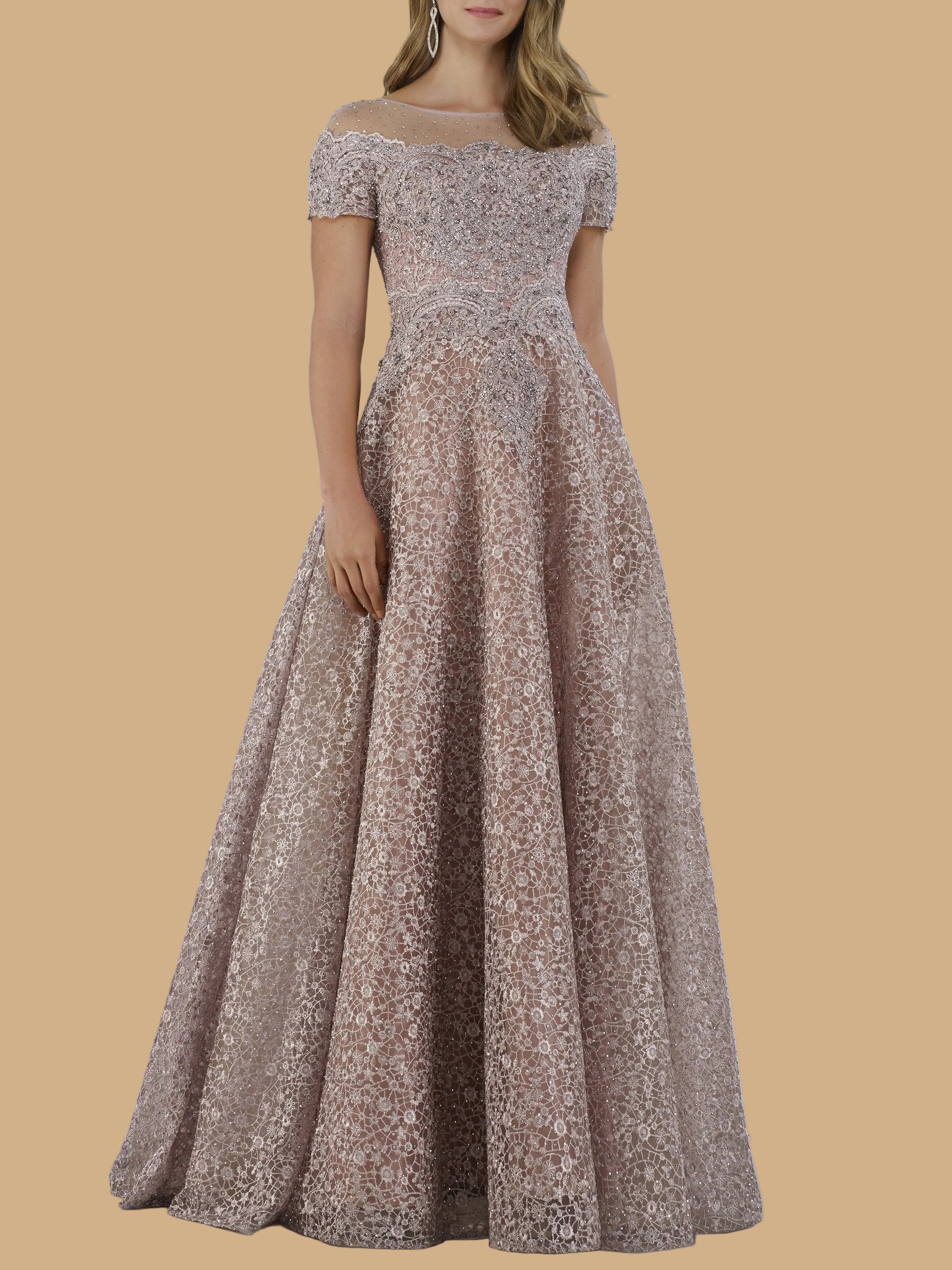 Sheer Off Shoulder Ball Gown | Lara 29765 - Image 3