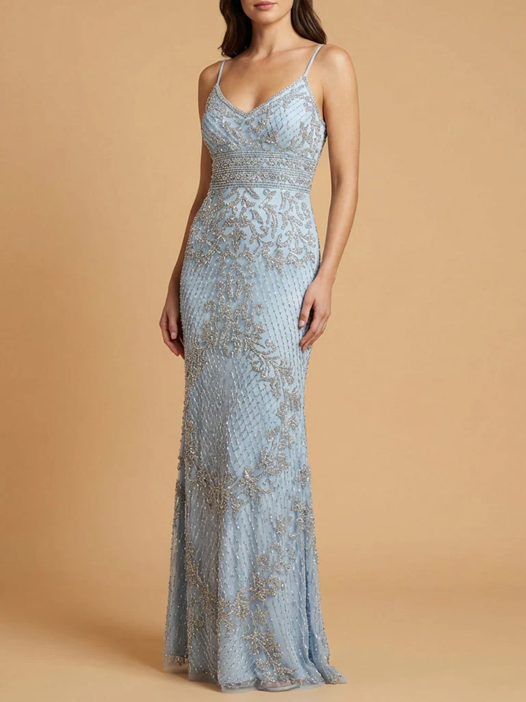 Body Con V-neck Beaded Dress - Lara 29904 - Image 3