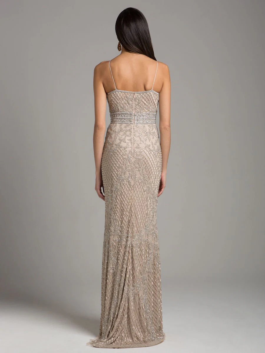 Body Con V-neck Beaded Dress - Lara 29904 - Image 4