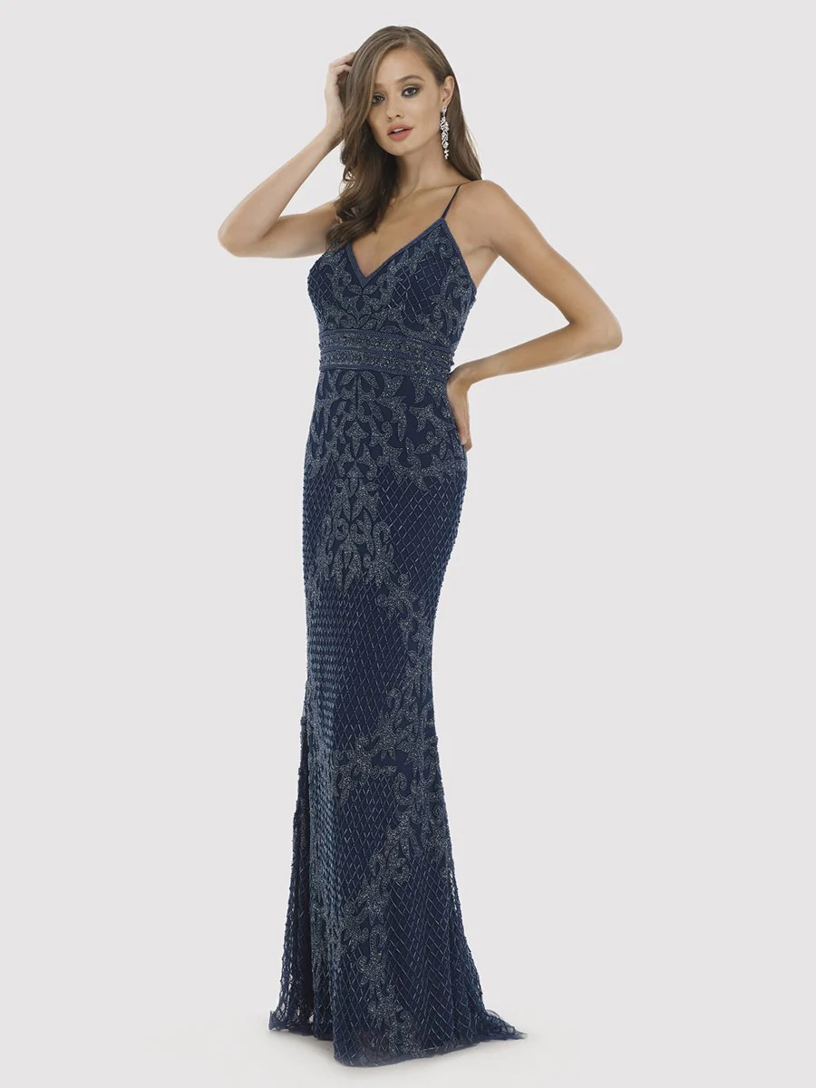 Body Con V-neck Beaded Dress - Lara 29904 - Image 7